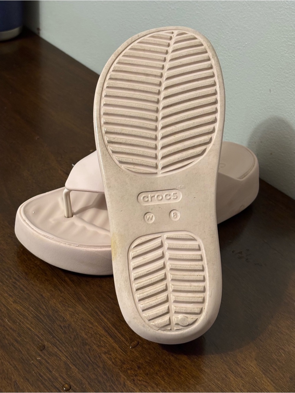 CROCS Women's Platform Flip Sandals in Pale Pink - Picture 3 of 3